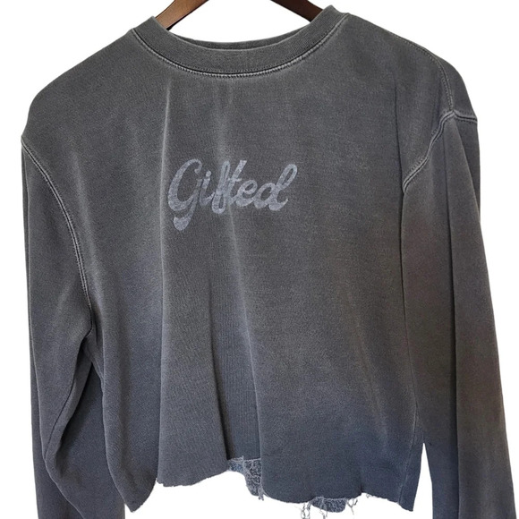 Girls Supporting Girls Gifted Cropped Collegiate Pullover Sweatshirt Top - Picture 3 of 10